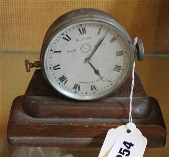 Jaeger car clock, circa 1920, now mounted on wood stand